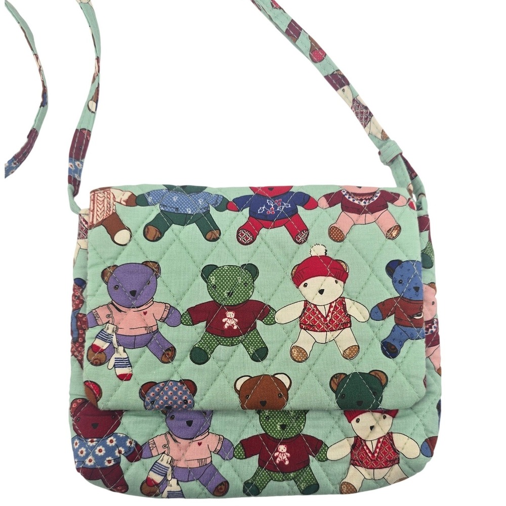 Vera Bradley Mint Green Quilted Teddy Bear Crossbody Bag